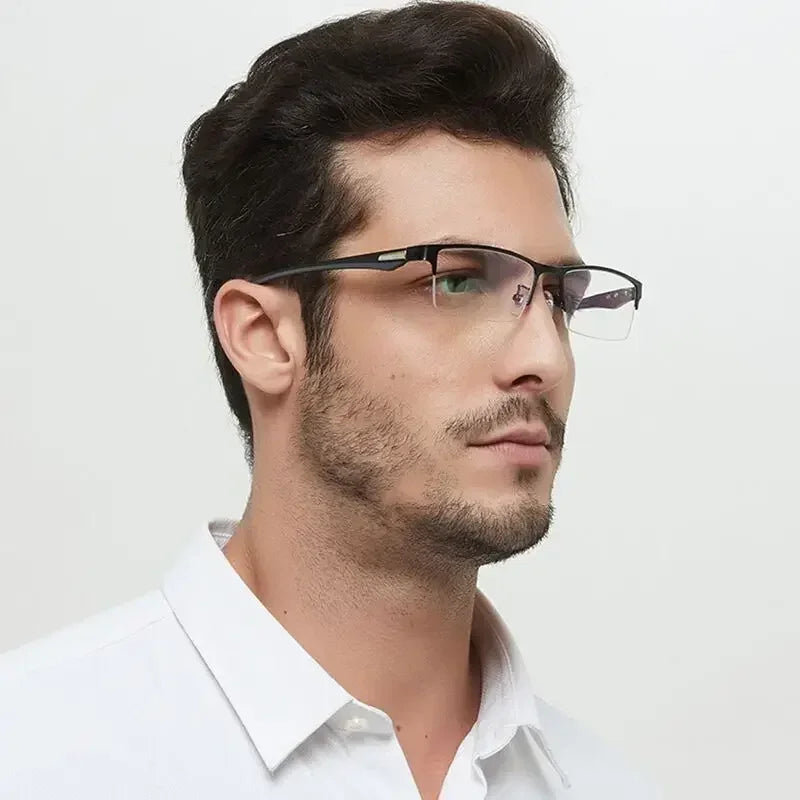Slim Half-Rim Rectangular Glasses