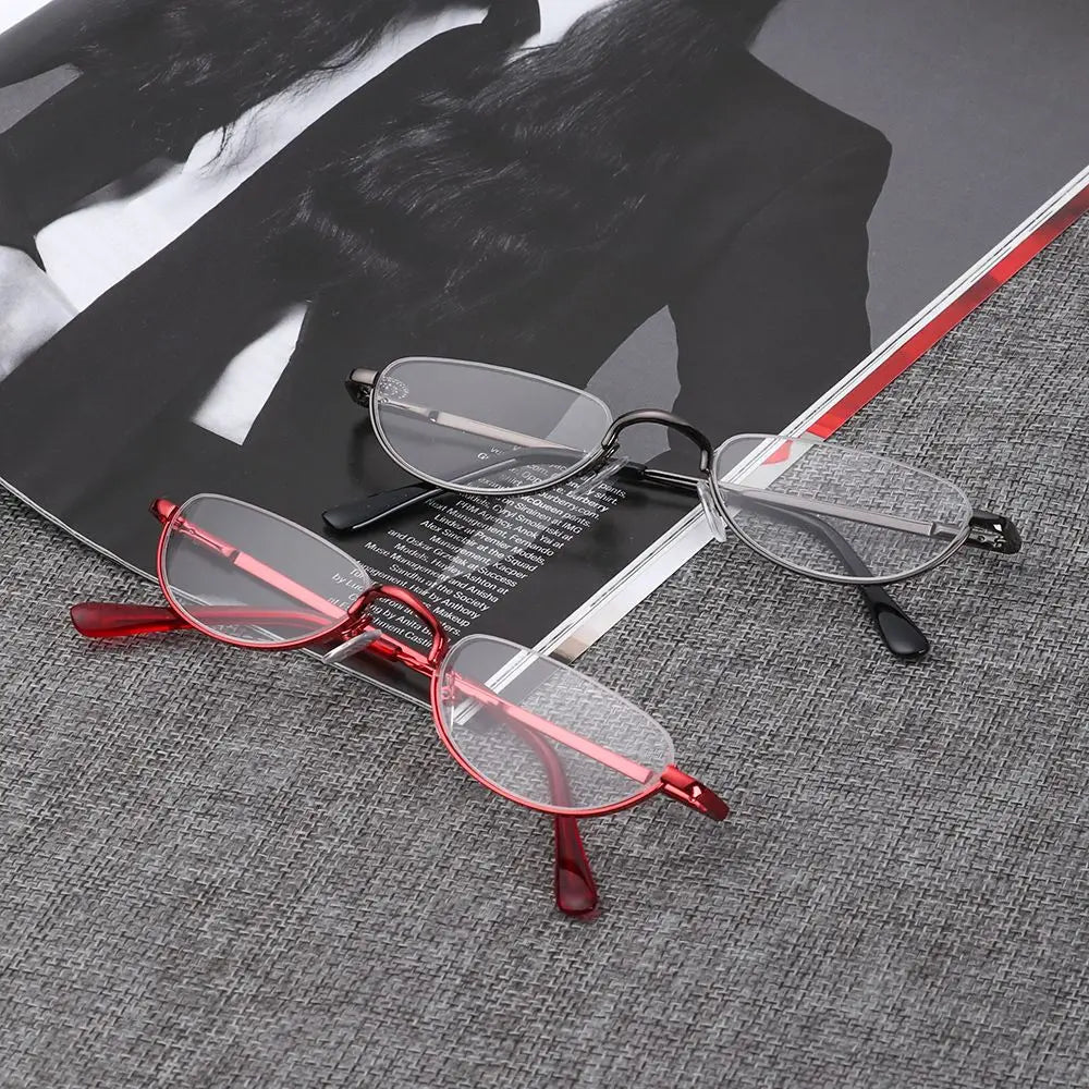 Slim Oval Metal Frame Glasses