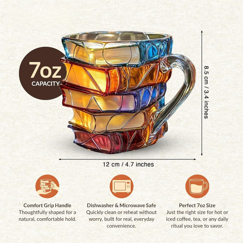 3D Book Mug Glass