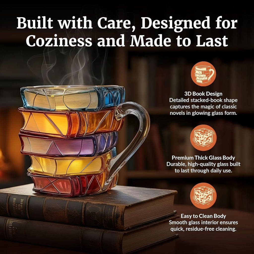 3D Book Mug Glass